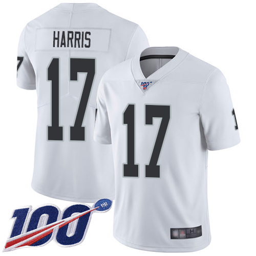 Men Oakland Raiders Limited White Dwayne Harris Road Jersey NFL Football #17 100th Season Vapor Jersey->nfl t-shirts->Sports Accessory